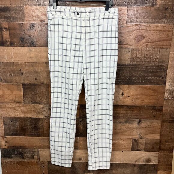 INC International Concepts Pants Mid Rise Skinny Leg White Black Plaid 10 - Picture 3 of 15